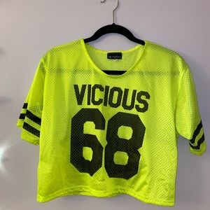 Neon jersey crop top 💛